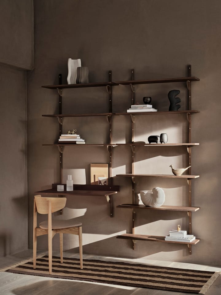 Sector hylly triple wide, Smoked Oak, brass Ferm Living