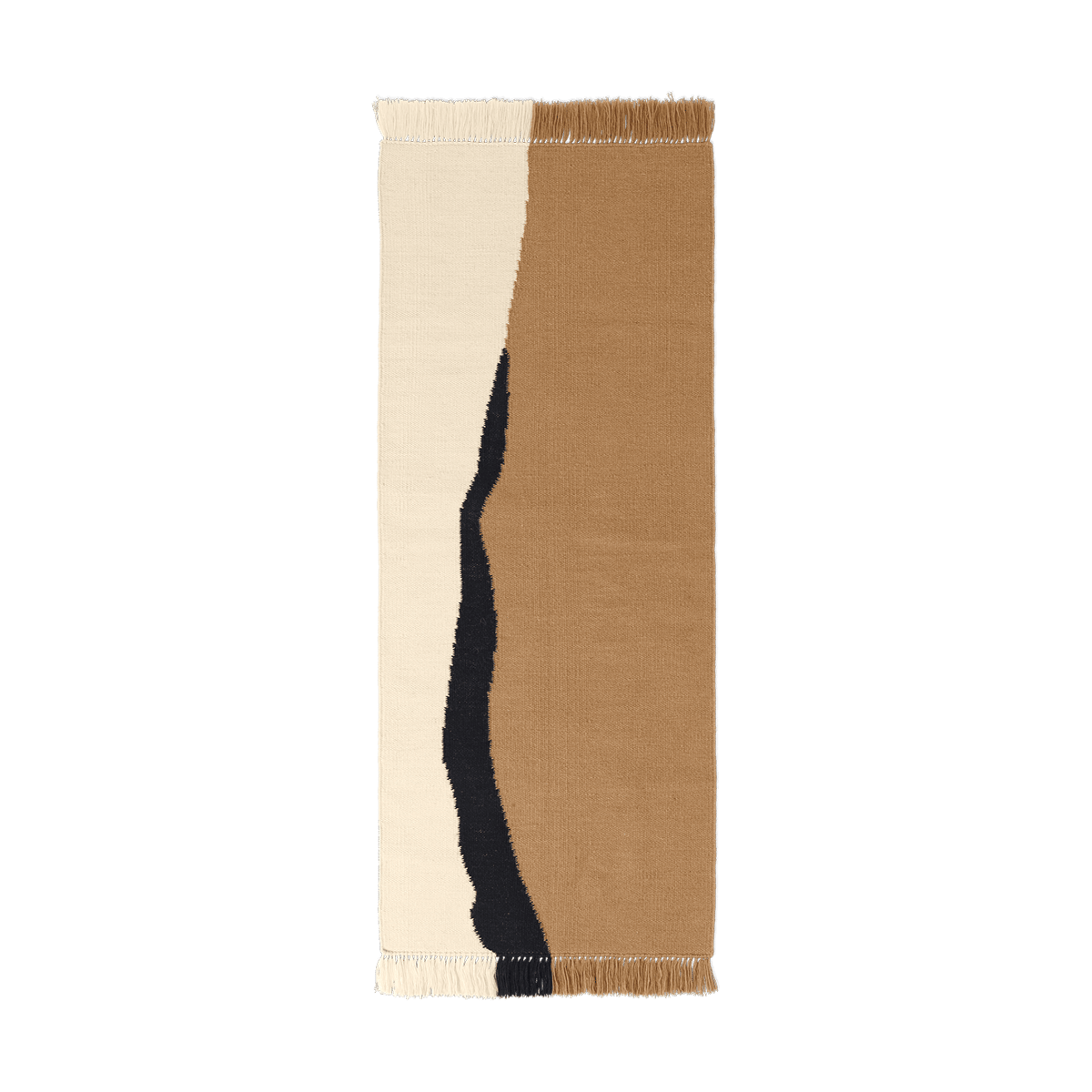 Ferm Living Soil Kelim kävelymatto Dark sand-off white, 70x180 cm