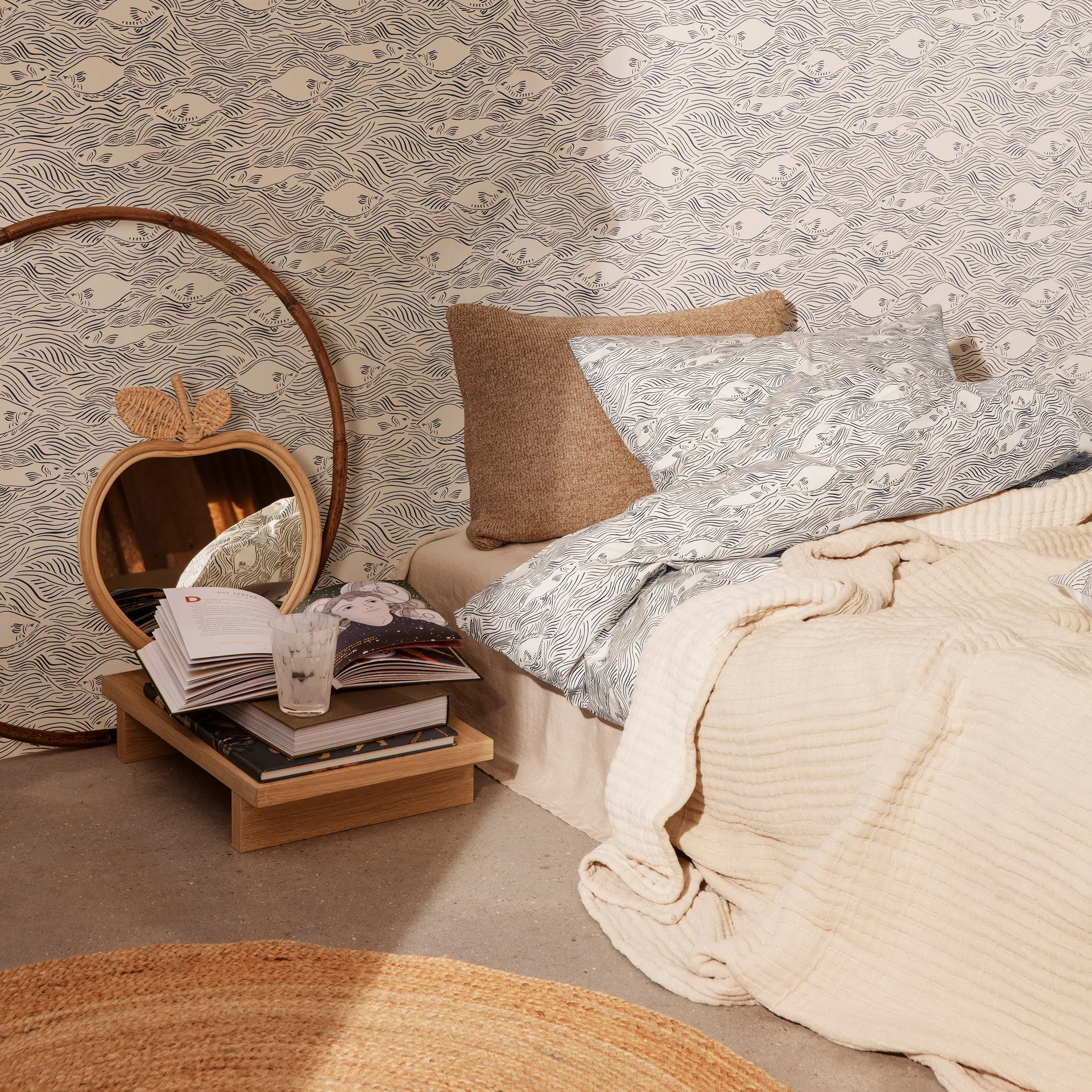 Stream pussilakanasetti 140x200 cm, Off white Ferm Living