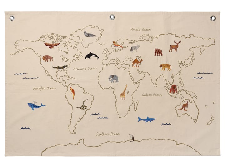 The world -kangaskartta - Offwhite - Ferm LIVING