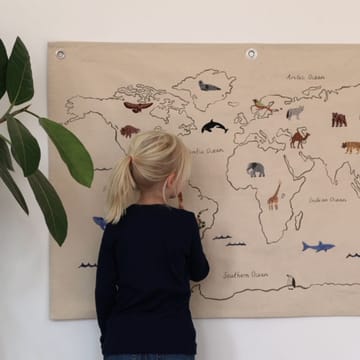 The world -kangaskartta - Offwhite - ferm LIVING