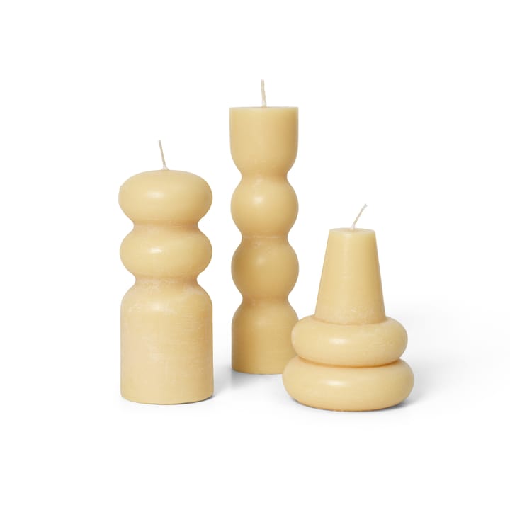 Torno kynttilät 3-pakkaus Ø 4 cm - Pale Yellow - Ferm LIVING
