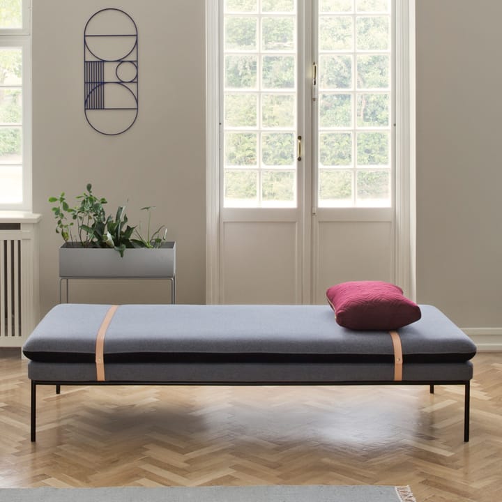 Turn sohvasänky, Kangas fiord by kvadrat dark blue, musta runko Ferm Living