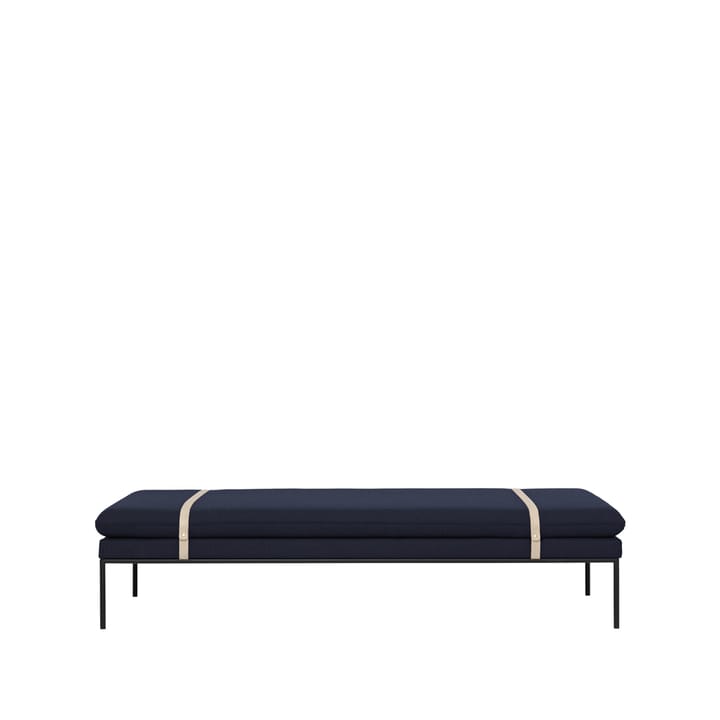 Turn sohvasänky - Kangas fiord by kvadrat dark blue, musta runko - Ferm Living