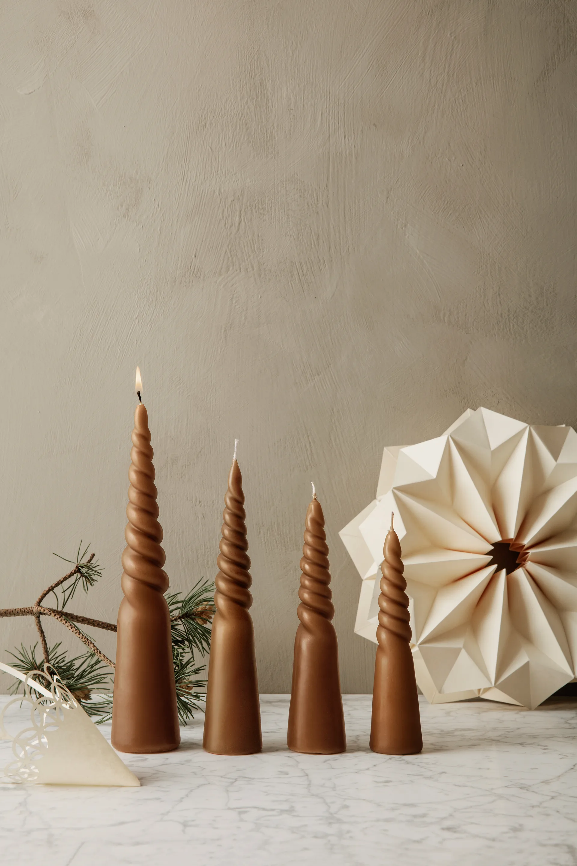 Twisted candles kierretty kynttilä 4-pack, Straw Ferm Living