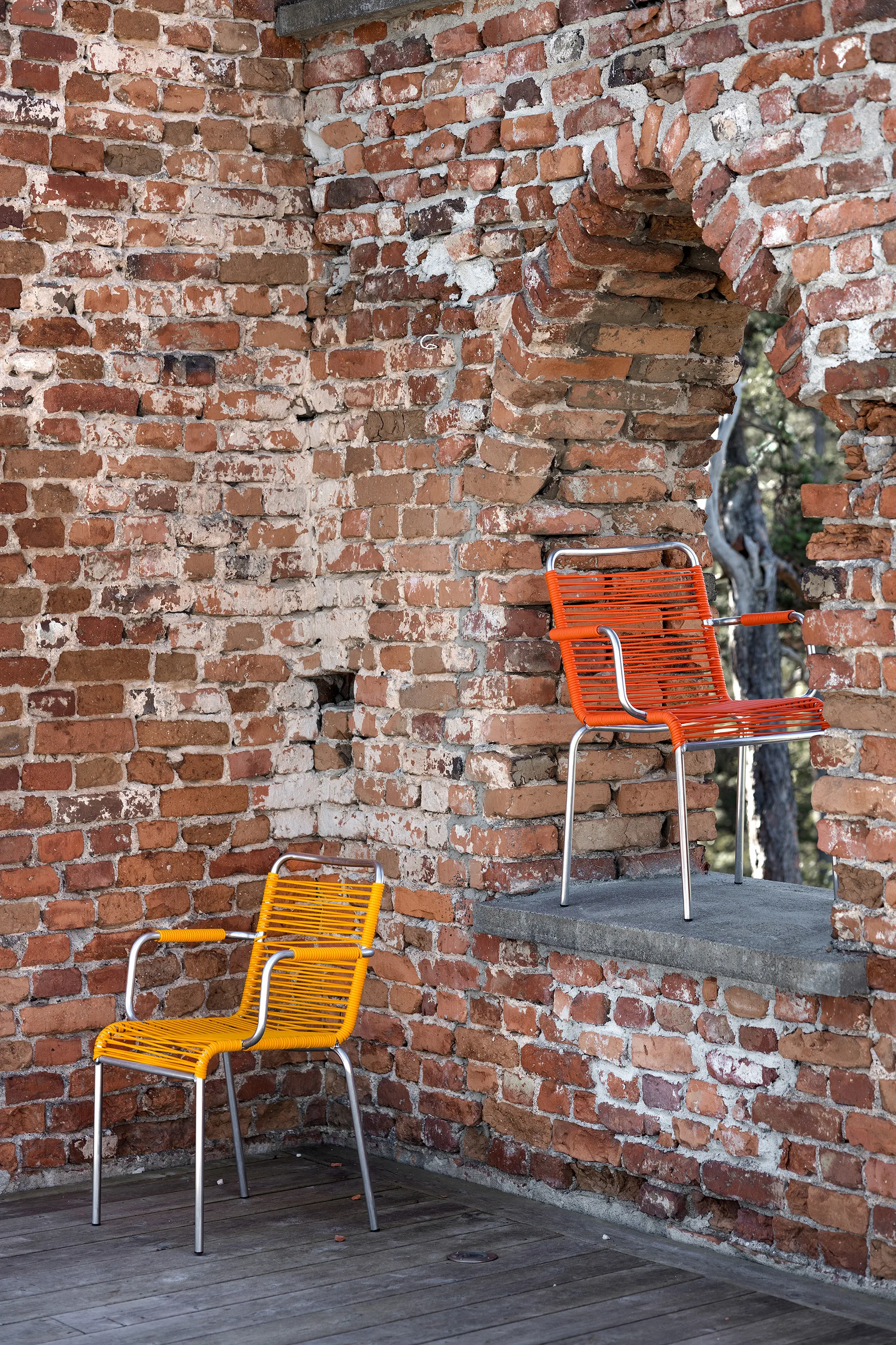 Mya käsinojatuoli alumiini, Yellow Fiam