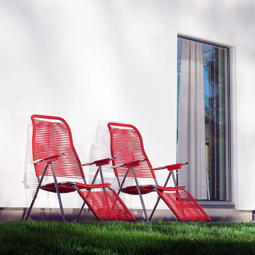 Spaghetti aurinkotuoli jalkatuella, Punainen Fiam