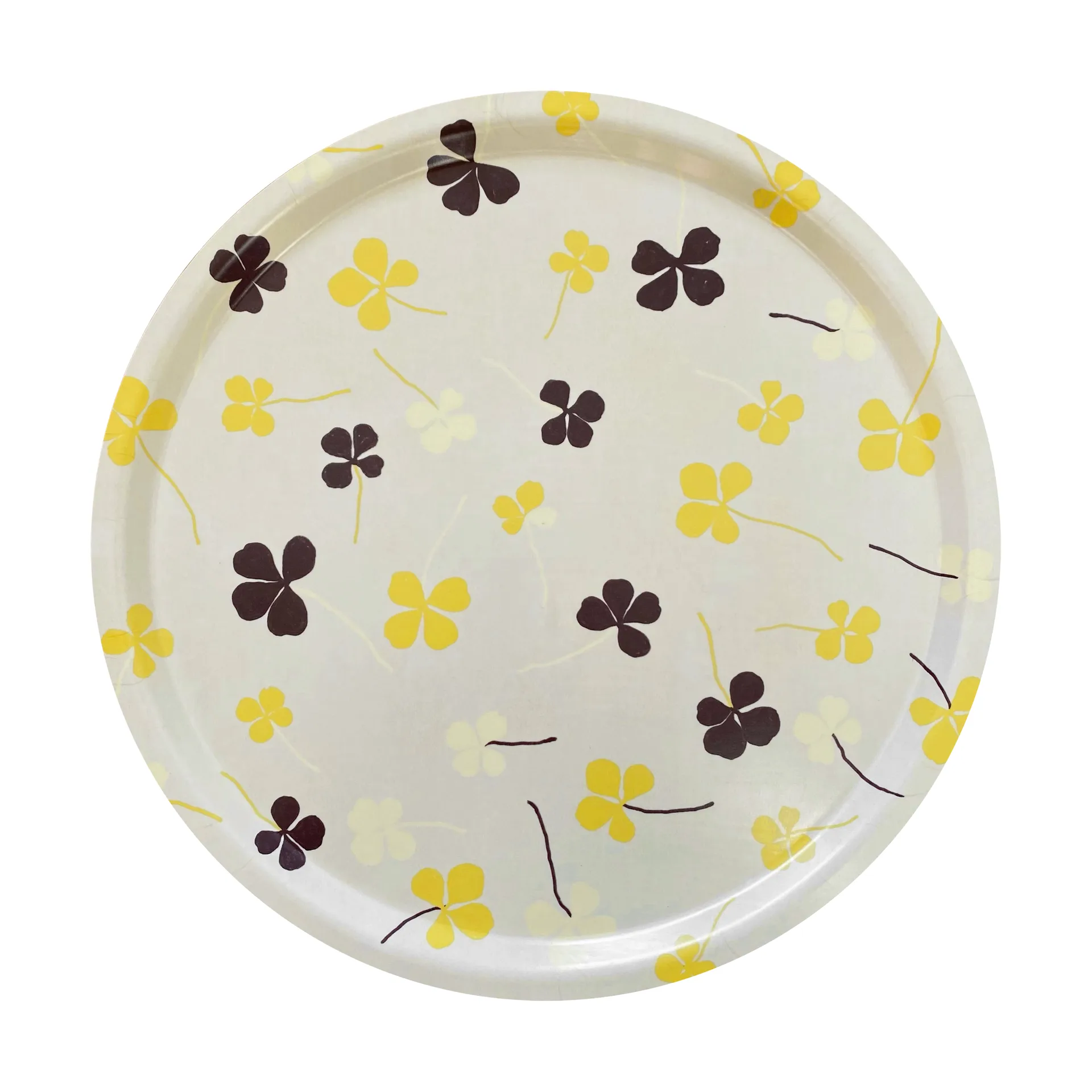 Clover tarjotin Ø 38 cm, White-yellow Fine Little Day