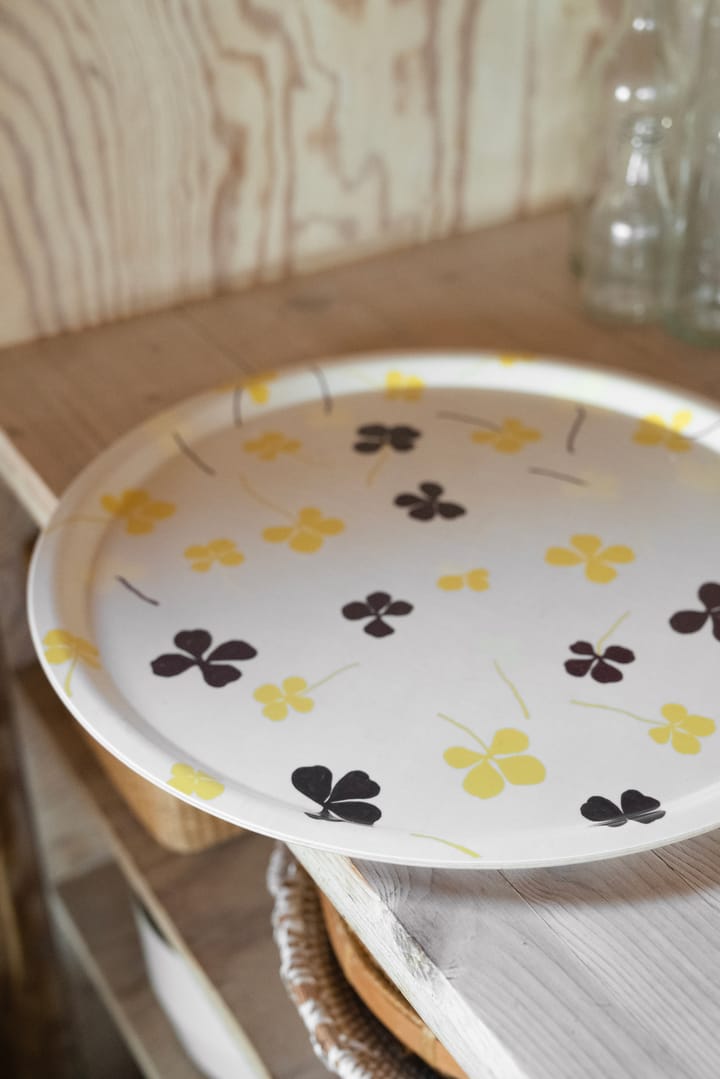 Clover tarjotin Ø 38 cm, White-yellow Fine Little Day