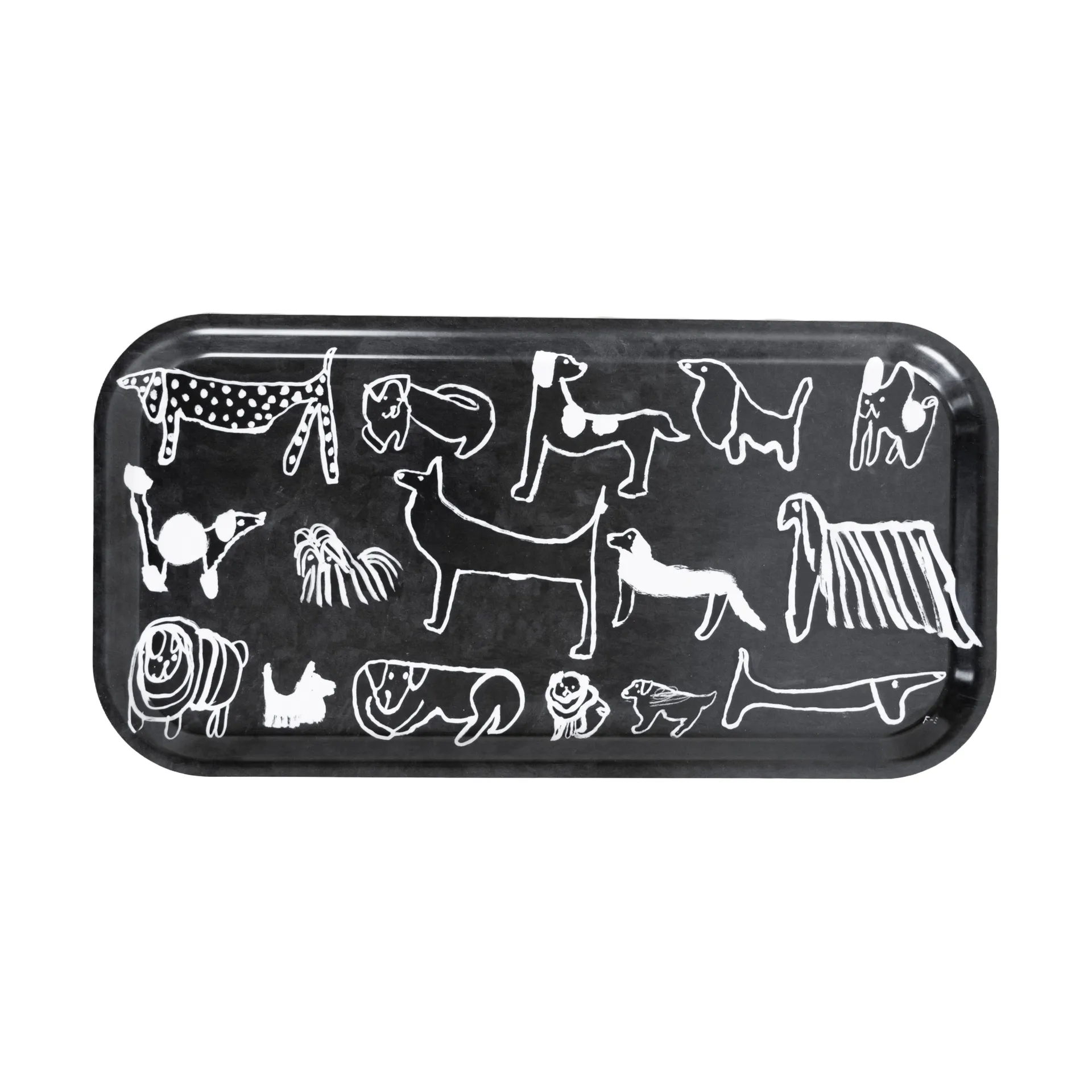 Dogs tarjotin 22x43 cm, Musta valkoinen Fine Little Day
