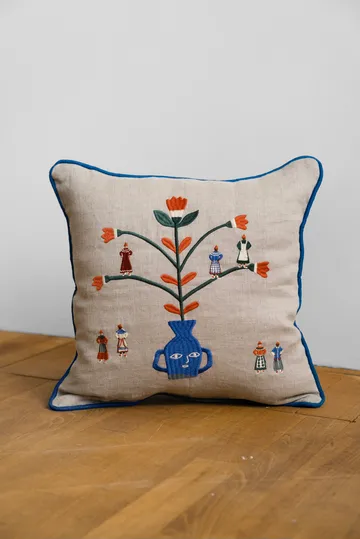 Högtid tyynynpäällinen 38 x 38 cm - Luonnonvärinen-sininen - Fine Little Day