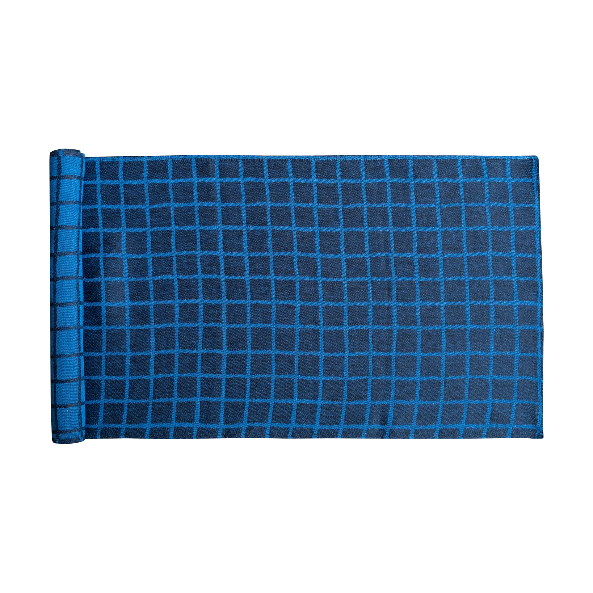 Rutig jacquard-kudottu kaitaliina 45x150 cm, Blue-black Fine Little Day