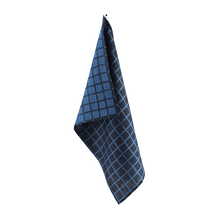 Rutig jacquard-kudottu keittiöpyyhe 47x70 cm - Blue-black - Fine Little Day