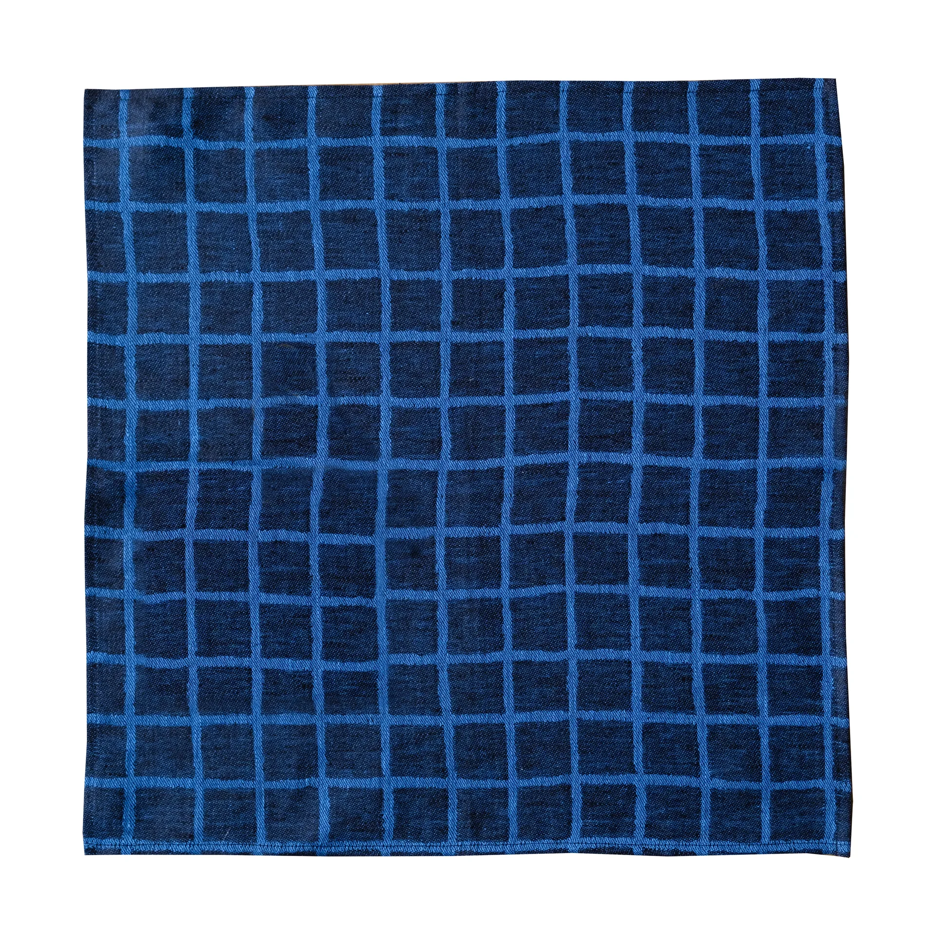 Rutig jacquard-kudottu lautasliina 2-pakkaus, Blue-black Fine Little Day