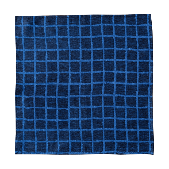 Rutig jacquard-kudottu lautasliina 2-pakkaus - Blue-black - Fine Little Day