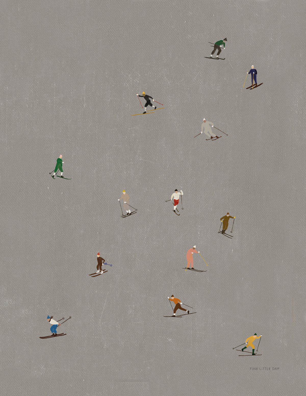 Fine Little Day Skiers juliste 40x50 cm Harmaa | Skandinaavinen Sisustus | Julisteet | Harmaa