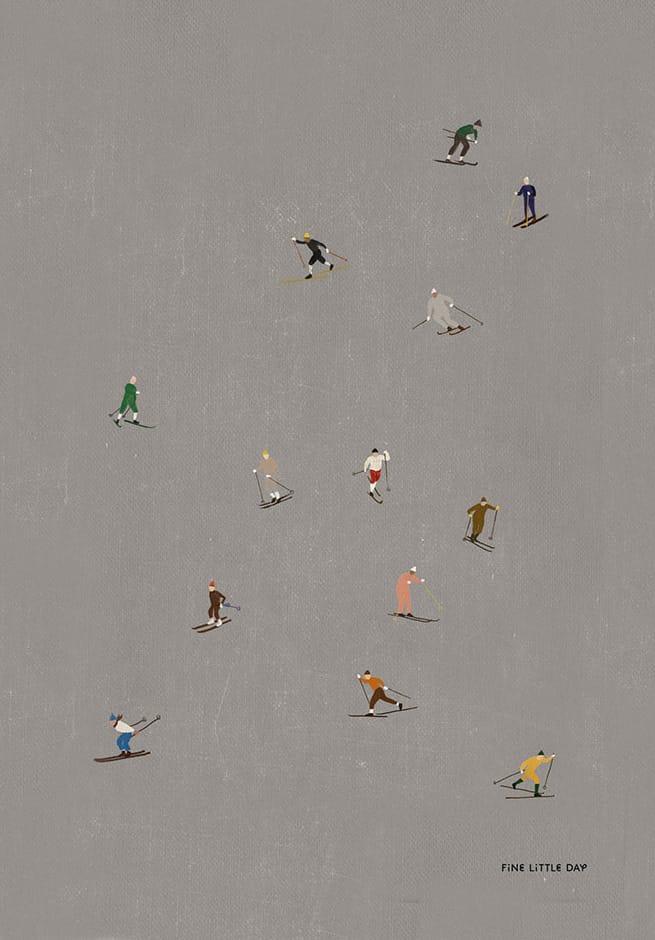 Skiers juliste 50x70 cm - Harmaa - Fine Little Day