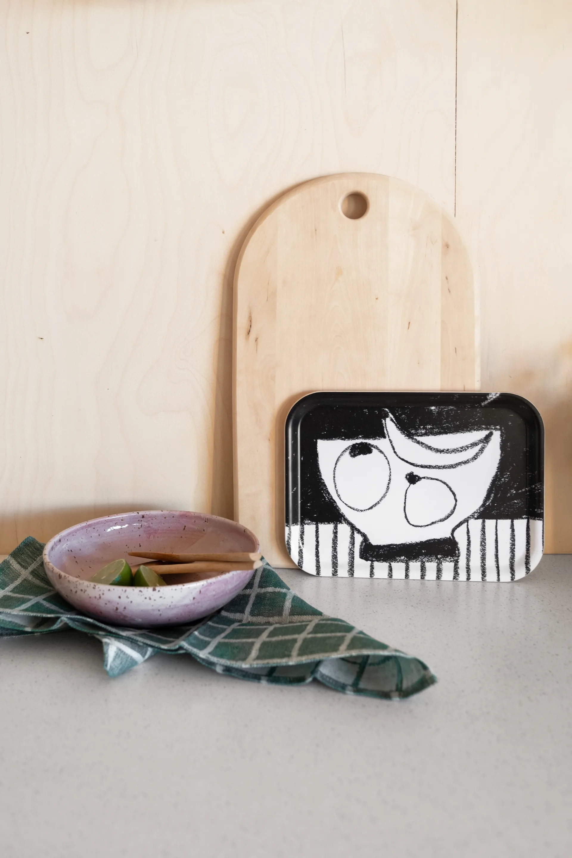 Stilleben tarjotin 20x27 cm, Musta-Valkoinen Fine Little Day