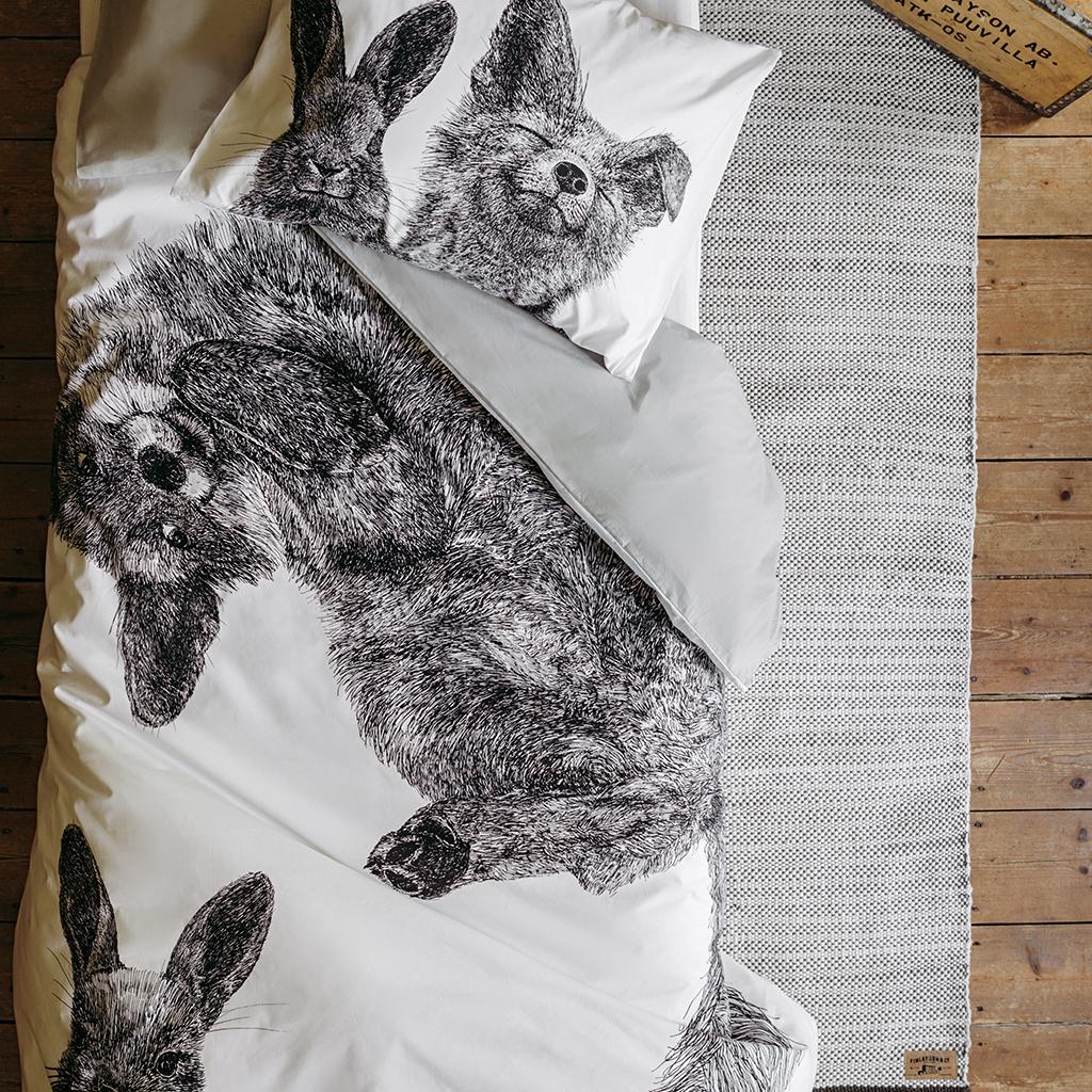 Villipedot pussilakanasetti, Musta-valkoinen Finlayson