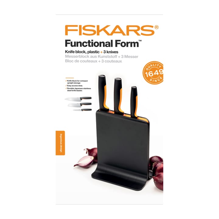 Functional Form muovinen veitsitukki ja 3 veistä - 4 osaa - Fiskars