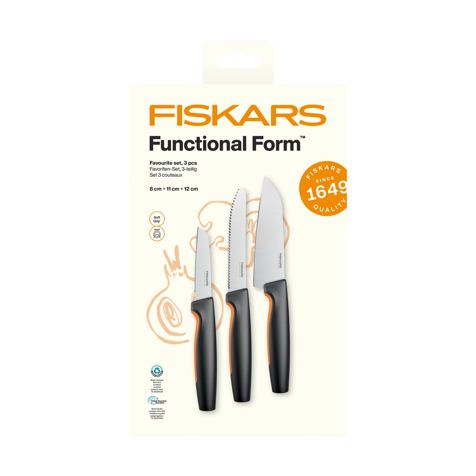 Functional Form suosikkiveitsisetti, Ruostumatonta terästä, 3 osaa Fiskars