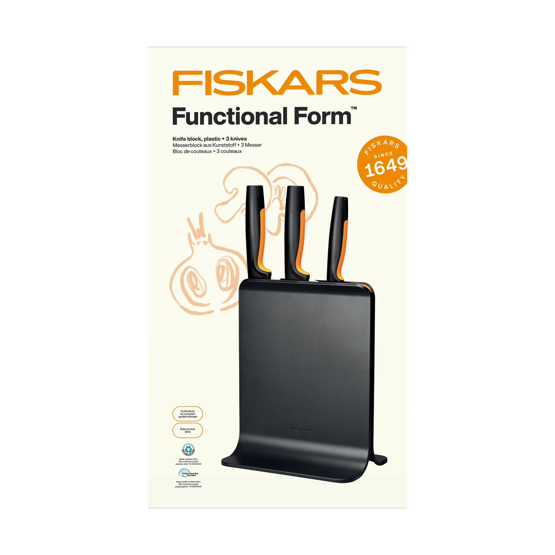 Functional Form veitsisetti veitsitukilla, Muovi, 4 osaa Fiskars
