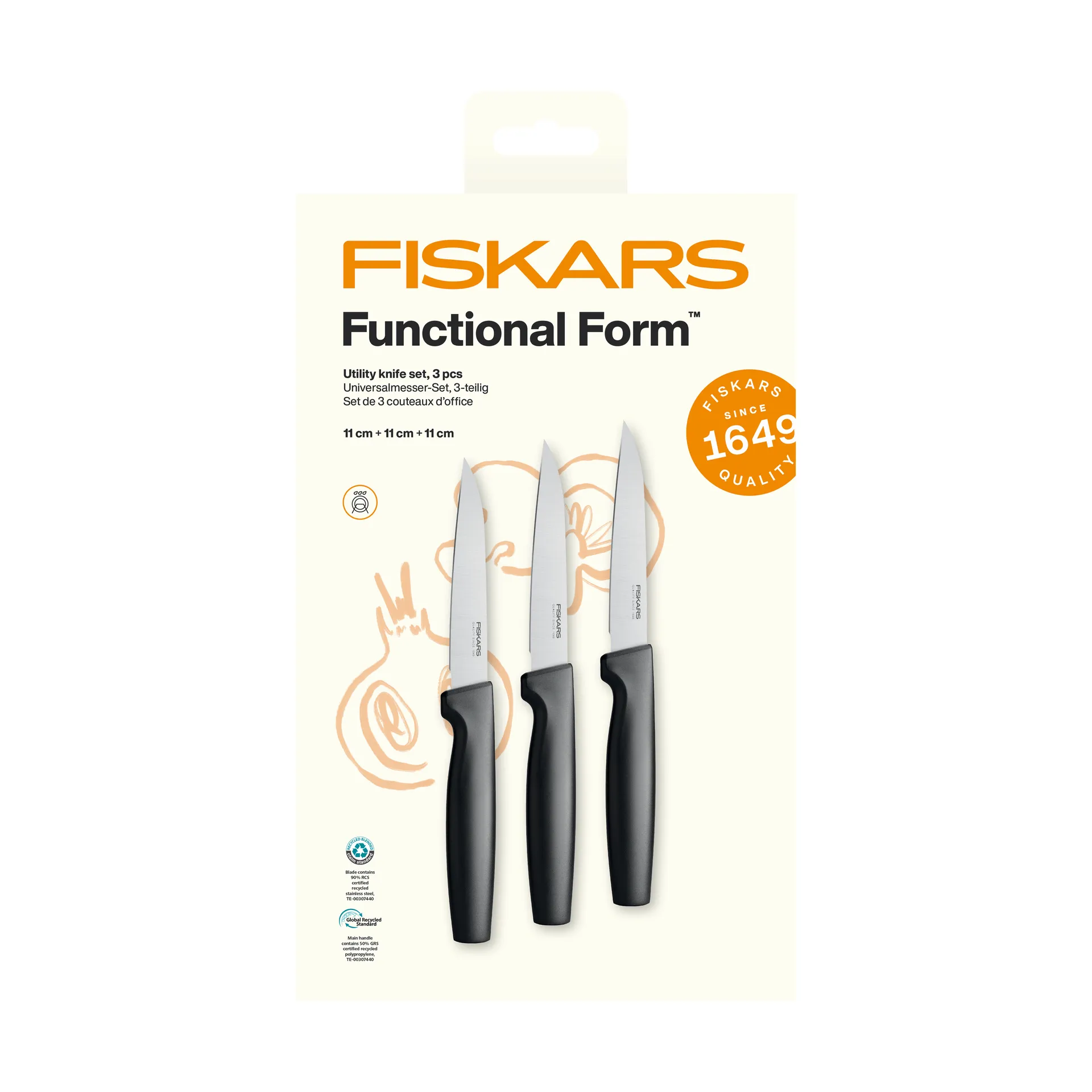 Functional Form yleisveitsisetti, Ruostumatonta terästä, 3 osaa Fiskars