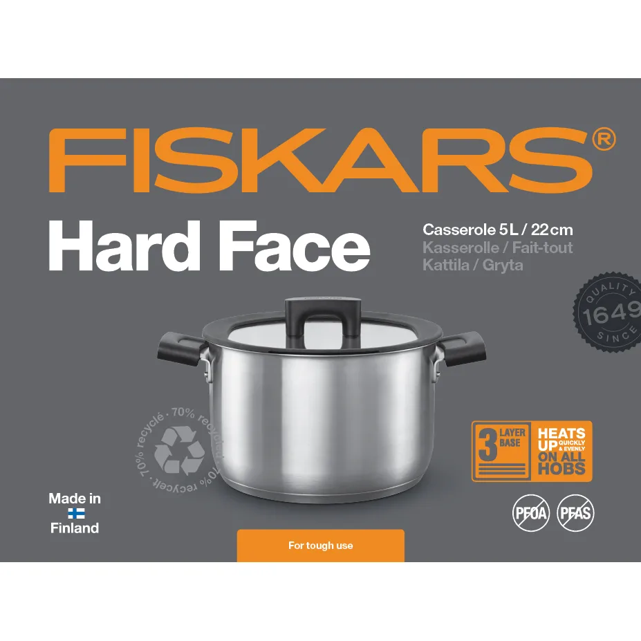 Hard Face Steel kannellinen pata, 5 L Fiskars