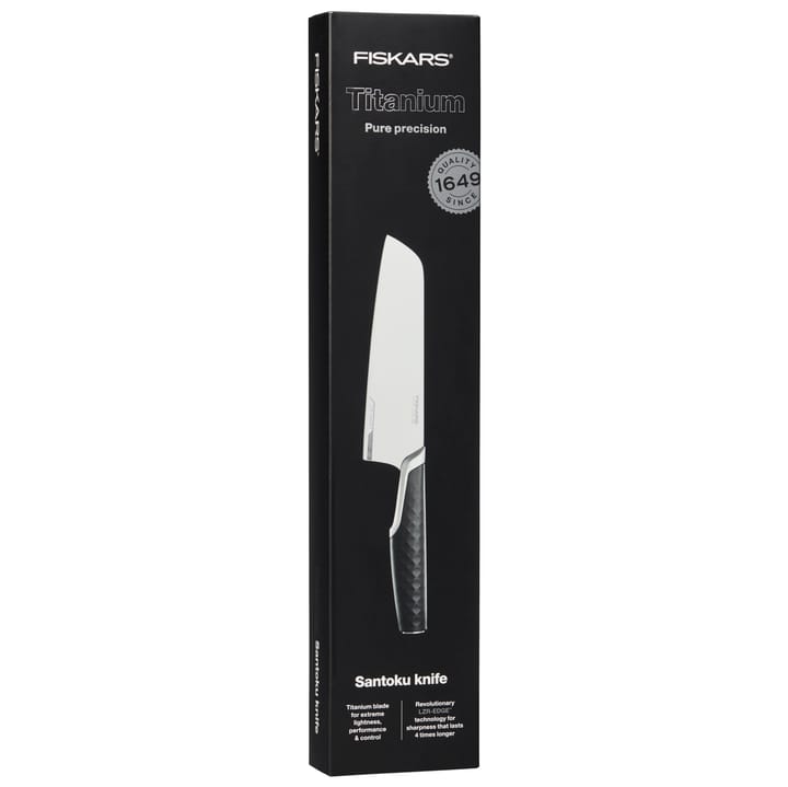 Titanium santokuveitsi 16 cm, Musta Fiskars