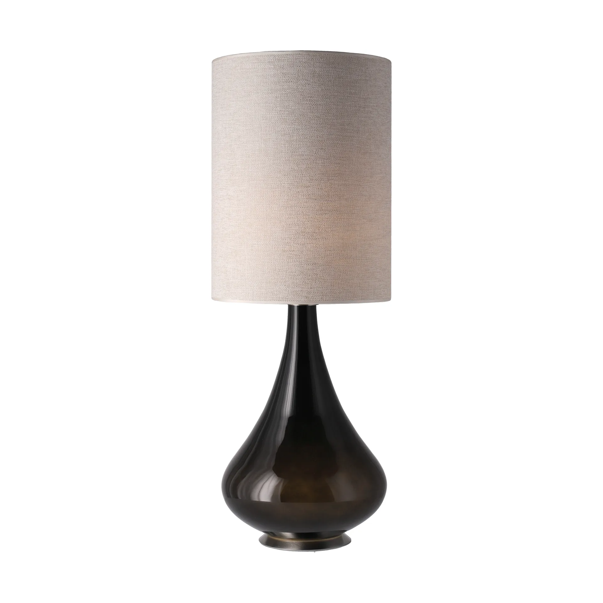 Renata-pöytävalaisin mustalla lampunjalalla, London Beige L Flavia Lamps