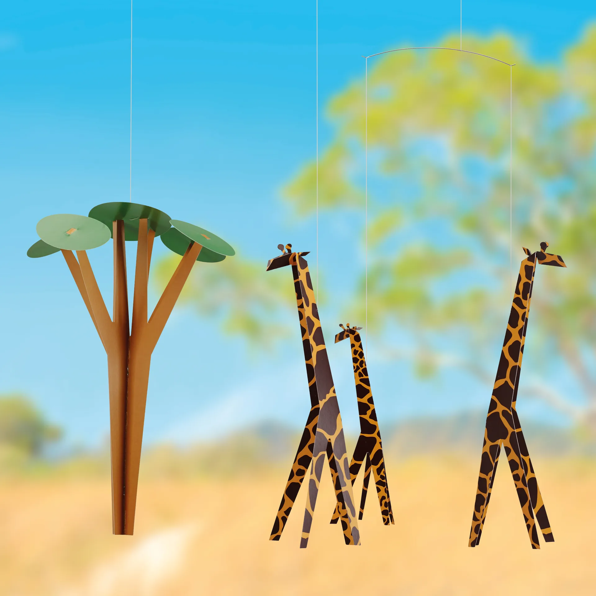 Giraffes on the Savannah -mobile, Monivärinen Flensted Mobiles