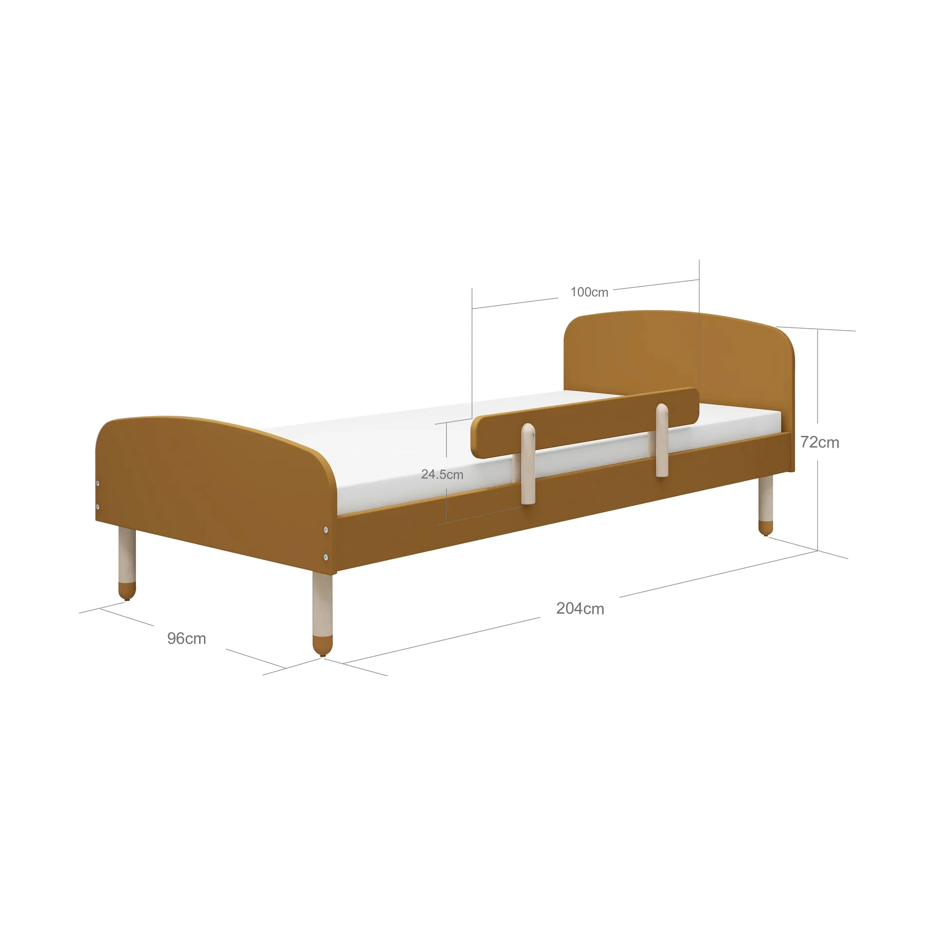 Dots sänky kaiteella 96x204 cm, Keltainen FLEXA