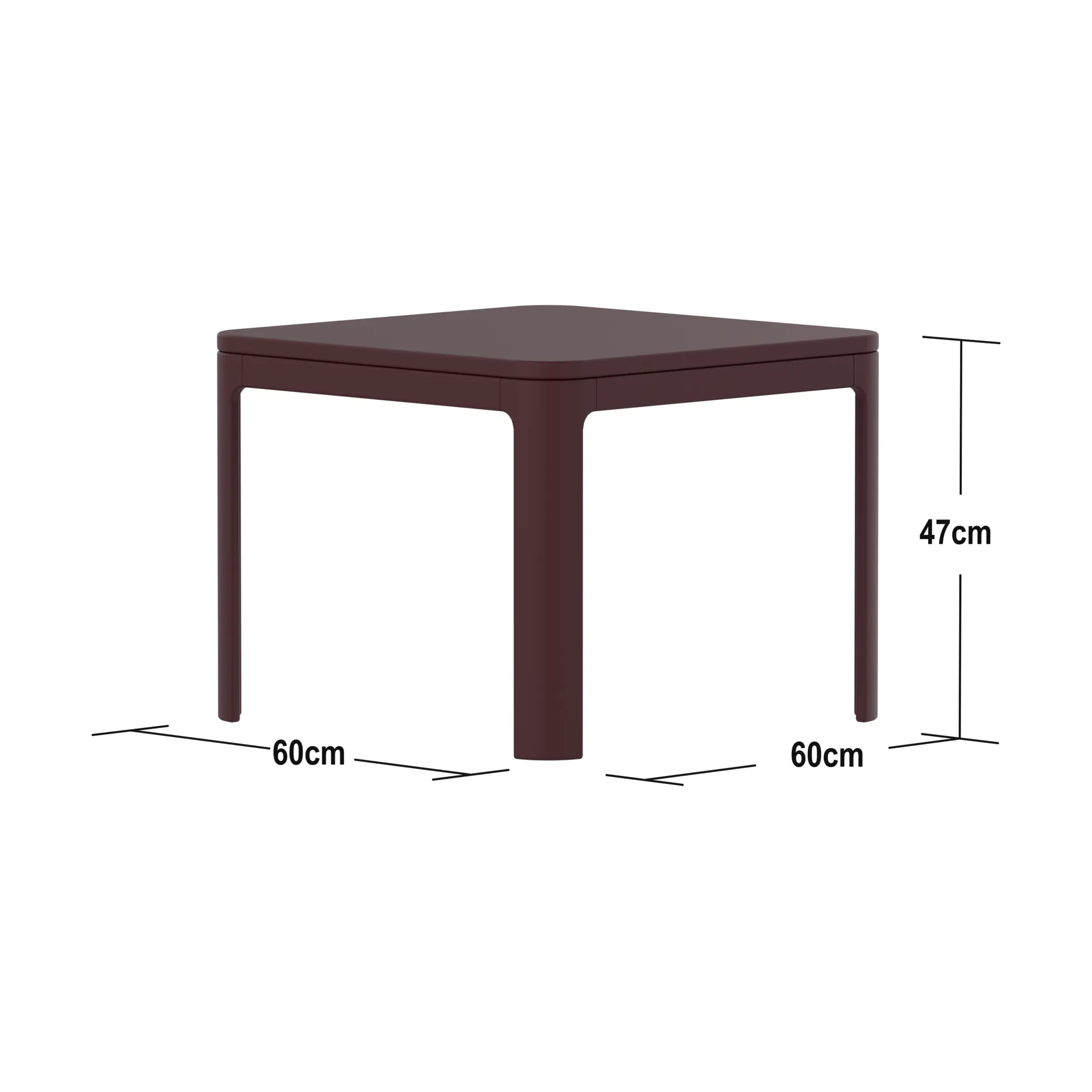 Nova pöytä 47x60x60 cm, Granaattiomenavaneri FLEXA