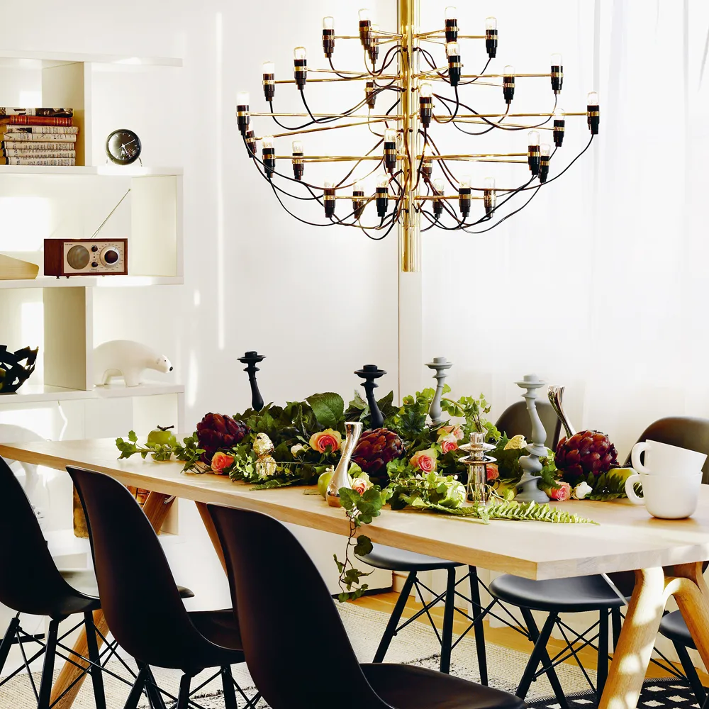 2097 Sarfatti kattokruunu LED, Messinki 30 lamppua Flos