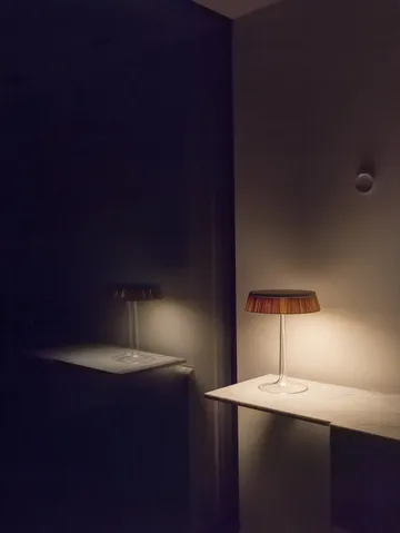 Bon Jour T pöytälamppu - Savuharmaa mattakromattu kansi - Flos