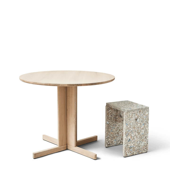 Trefoil ruokapöytä Ø90 cm, Valkoinen tammi Form & Refine