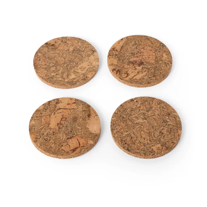 Cork lasinalunen, 4-pakkaus - Luonnonvärinen - Formgatan