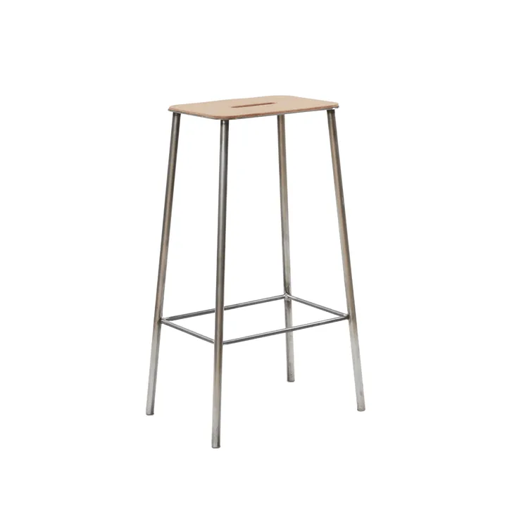 Adam jakkara - Raw steel-natural leather, H:76 cm - FRAMA