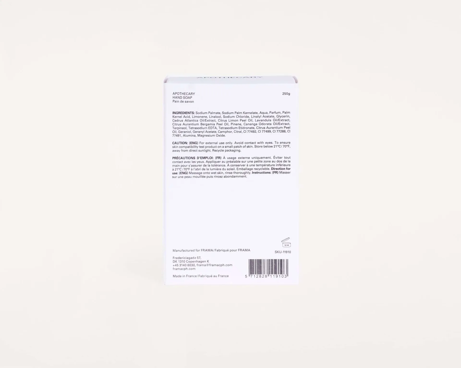 FRAMA palasaippua 250 g, Apothecary FRAMA