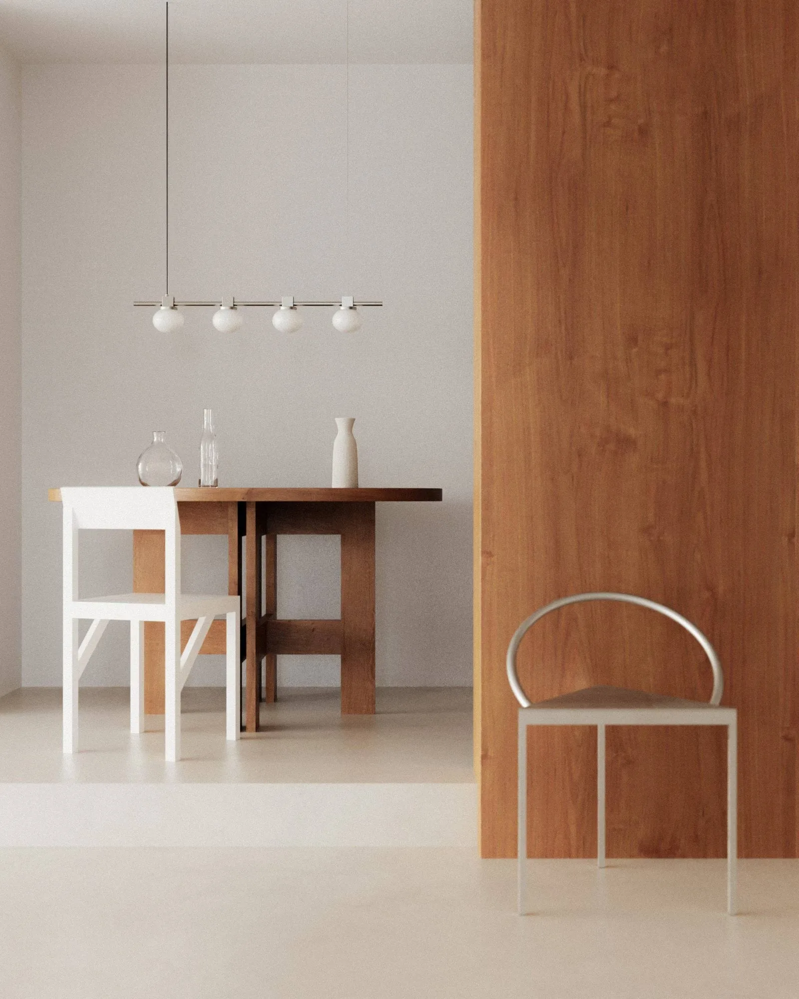 Ovoid Pendant Light Quadruple riippuvalaisin, Ruostumaton teräs, opaalilasi FRAMA