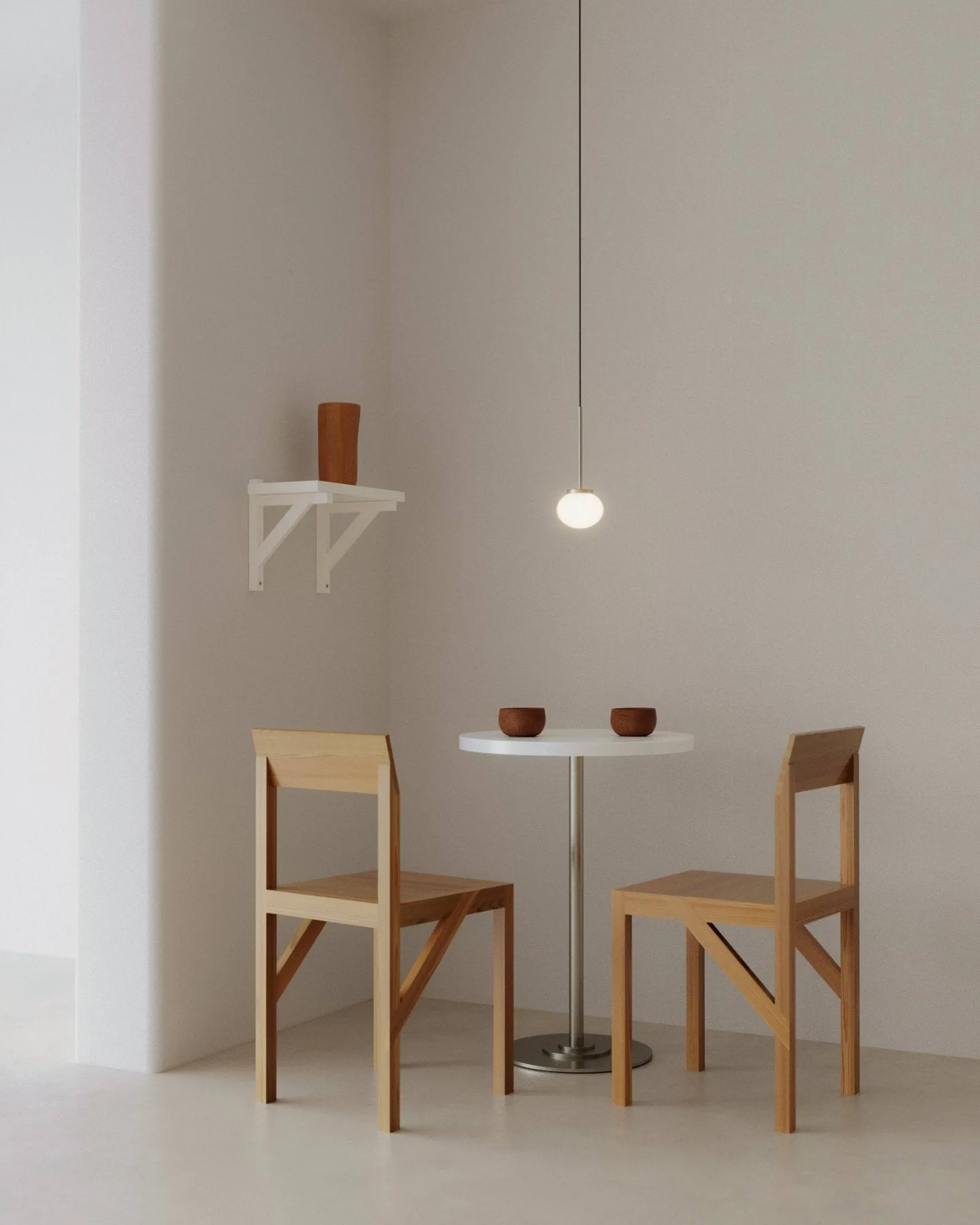 Ovoid Pendant Light Single riippuvalaisin, Ruostumaton teräs, opaalilasi FRAMA