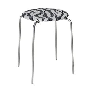 Petit Rond pyöreä jakkara - Ruostumaton teräs-kangas Zebra - FRAMA