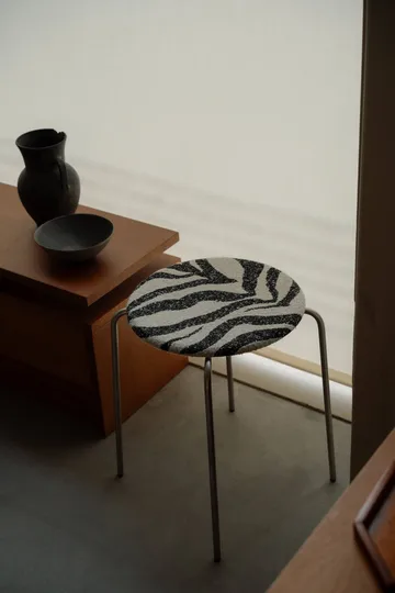 Petit Rond pyöreä jakkara - Ruostumaton teräs-kangas Zebra - FRAMA