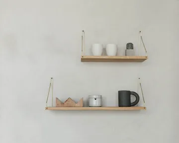 Single Shelf seinähylly - Tammi-messinki, 80x27 cm - FRAMA