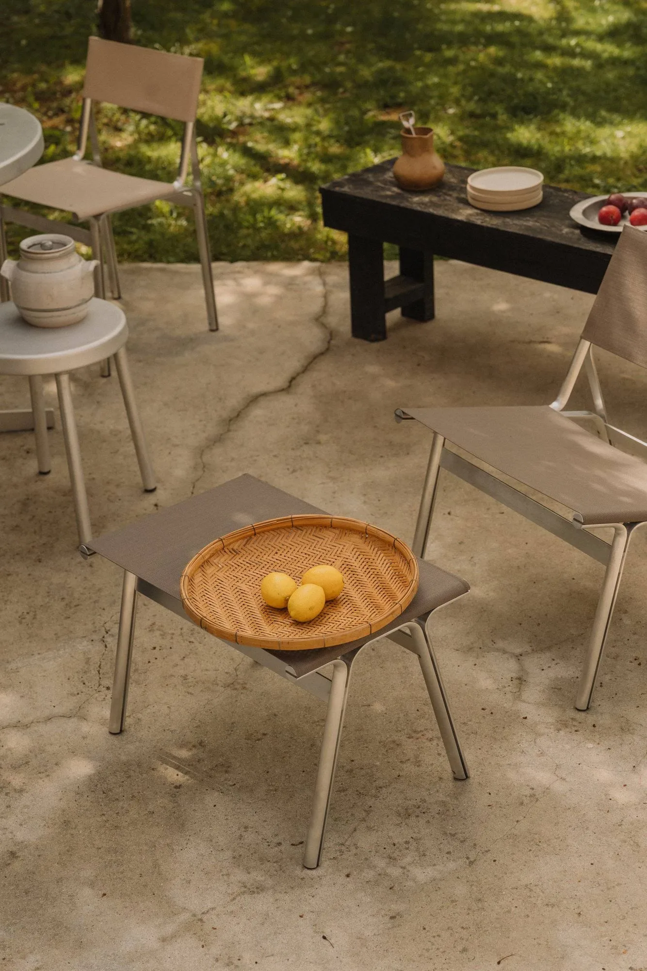 Union nojatuoli, Aluminium-Sandstone Linen FRAMA