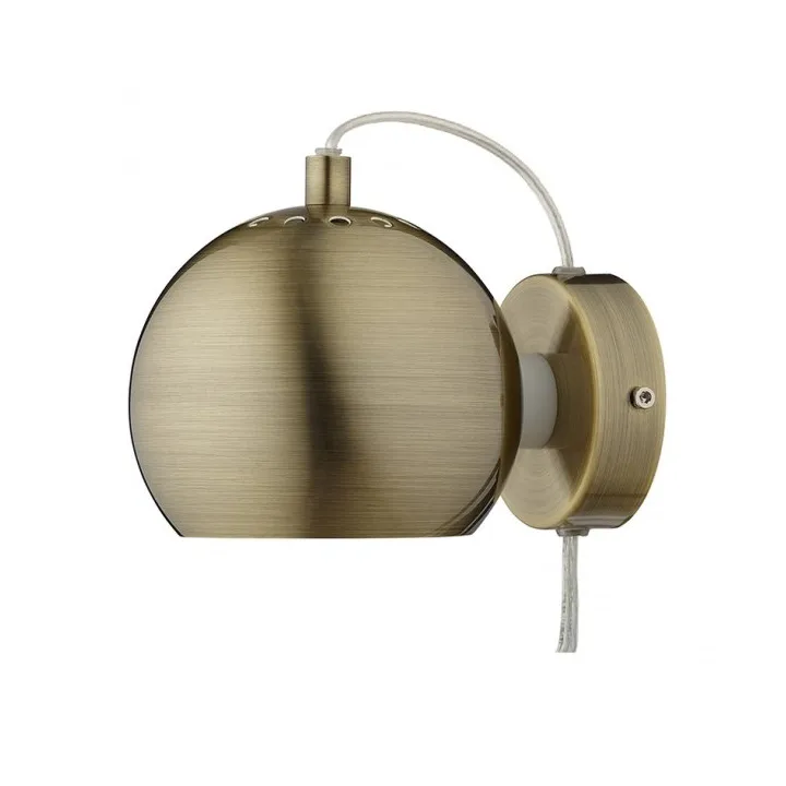 Ball seinälamppu Ø12 cm - Antiikkimessinki - Frandsen