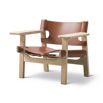 Espanjalainen tuoli nojatuoli - Nahka cognac-vaalea öljytty tammi - Fredericia Furniture