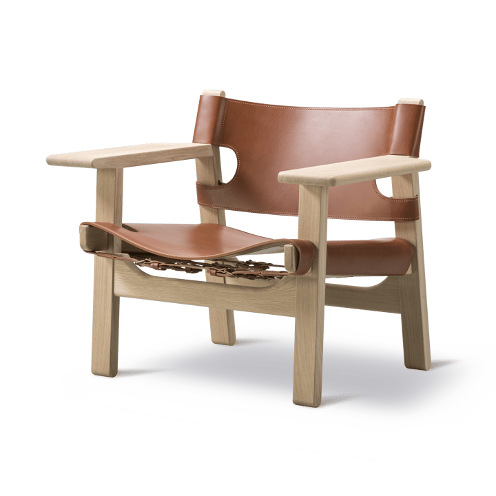 Espanjalainen tuoli nojatuoli, Nahka cognac-vaalea öljytty tammi Fredericia Furniture