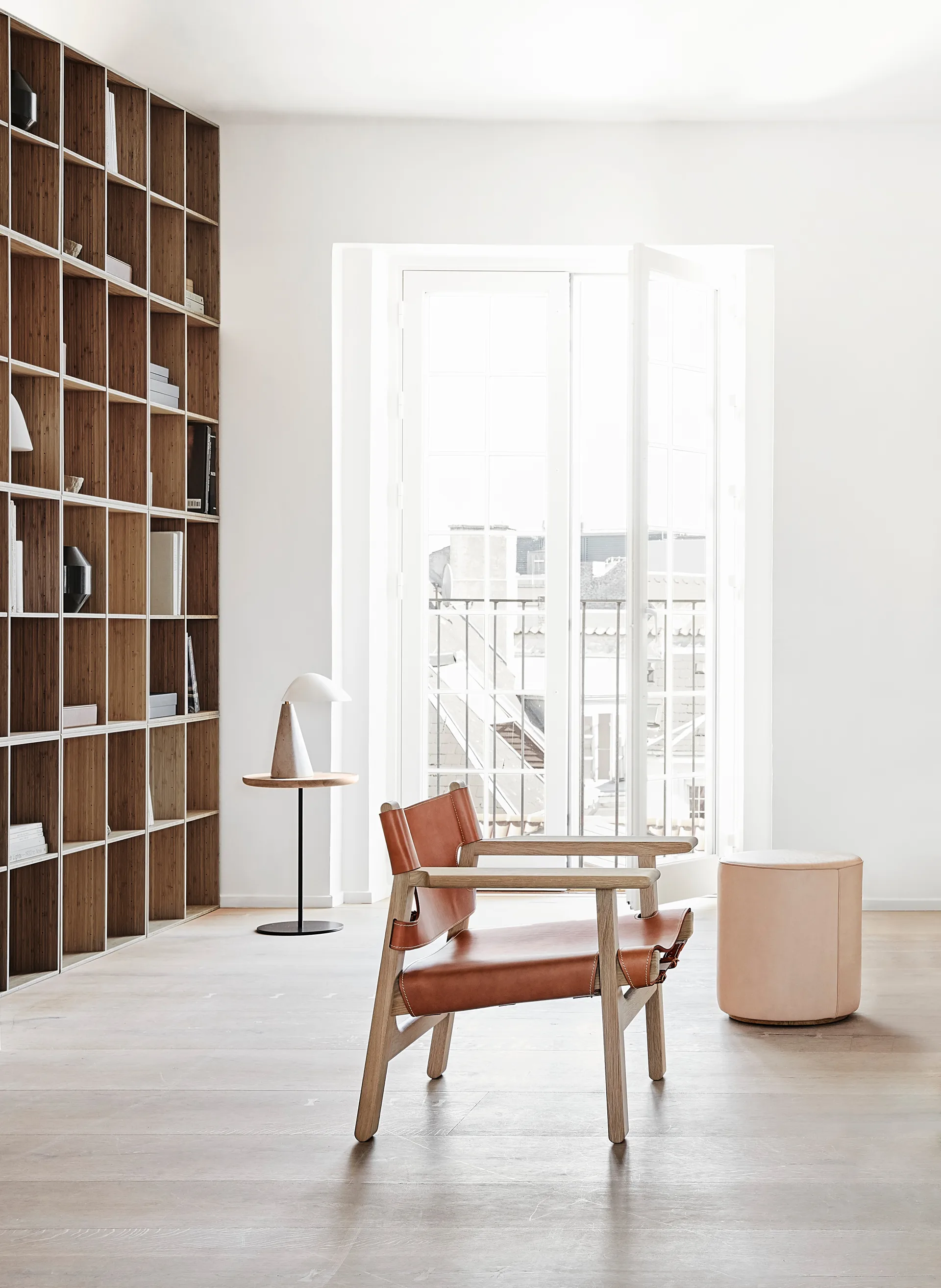 Espanjalainen tuoli nojatuoli, Nahka cognac-vaalea öljytty tammi Fredericia Furniture