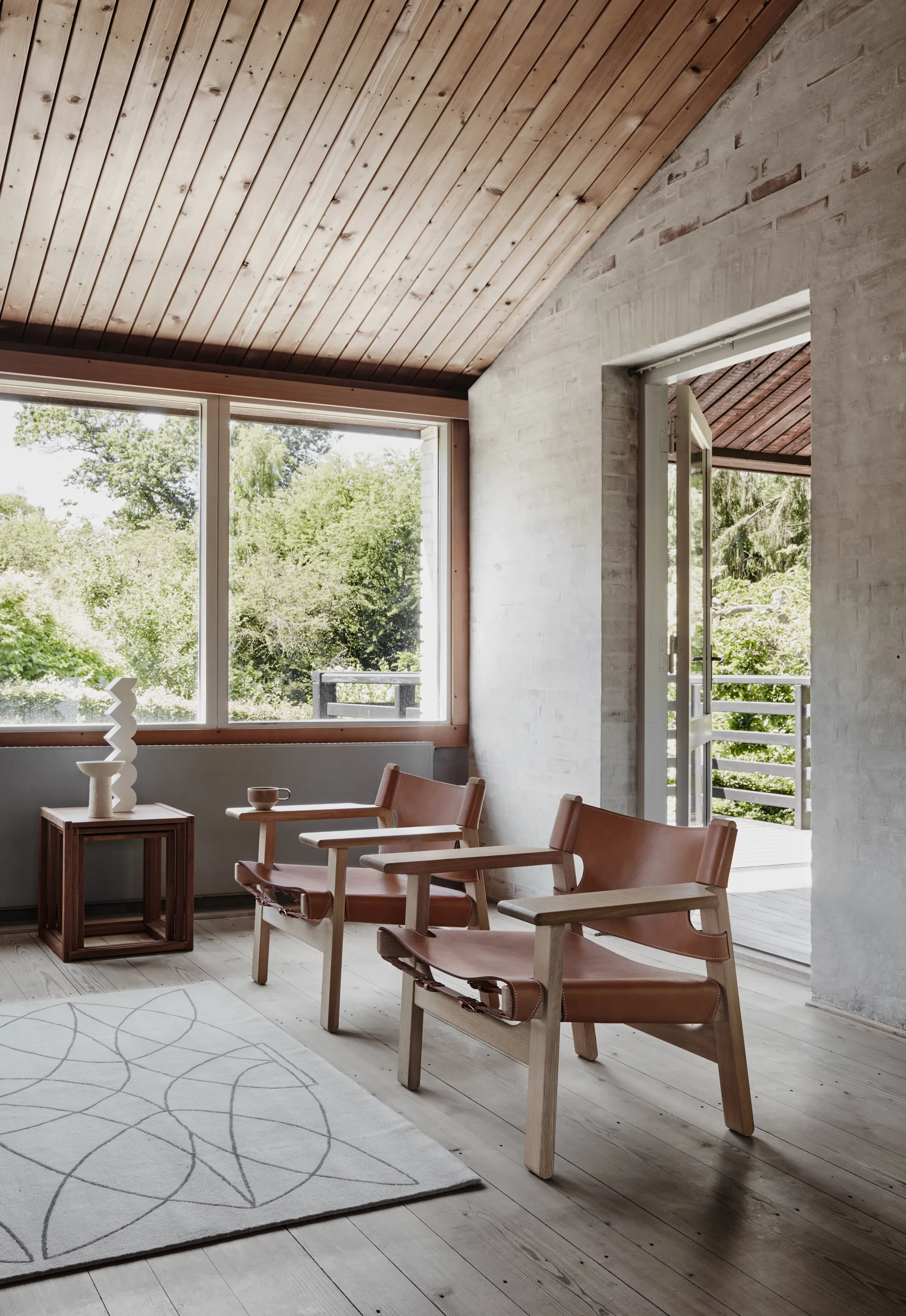 Espanjalainen tuoli nojatuoli, Nahka cognac-vaalea öljytty tammi Fredericia Furniture